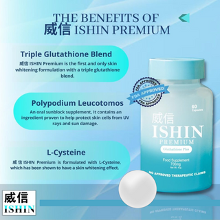 Ishin Premium Glutathione Food Supplement 400mg (60 capsules)