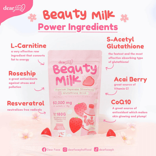 Dear Face Beauty Milk Premium Japanese Strawberry Glutathione Drink (Ichigo) - bluelily.me