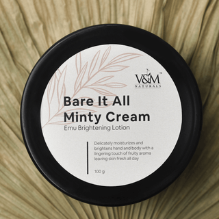V&M Naturals Bare It All Minty Cream (Emu Brightening Lotion) - bluelily.me